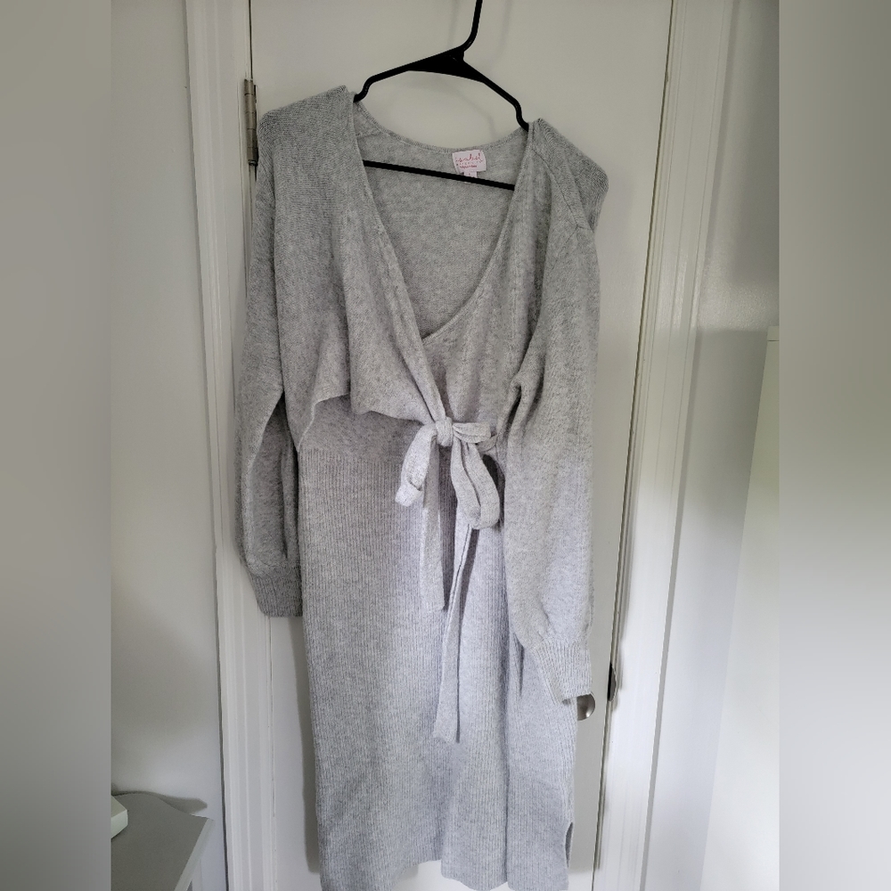 Isabel Maternity Grey Wrap Sweater Dress